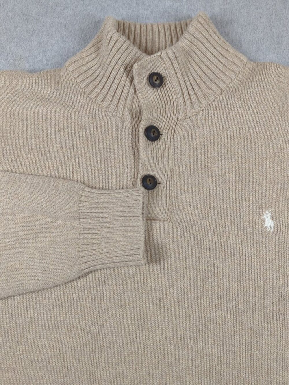 Polo Ralph Lauren Sweater Men's XL Quarter 1/4 Button Pullover Mock Neck Preppy